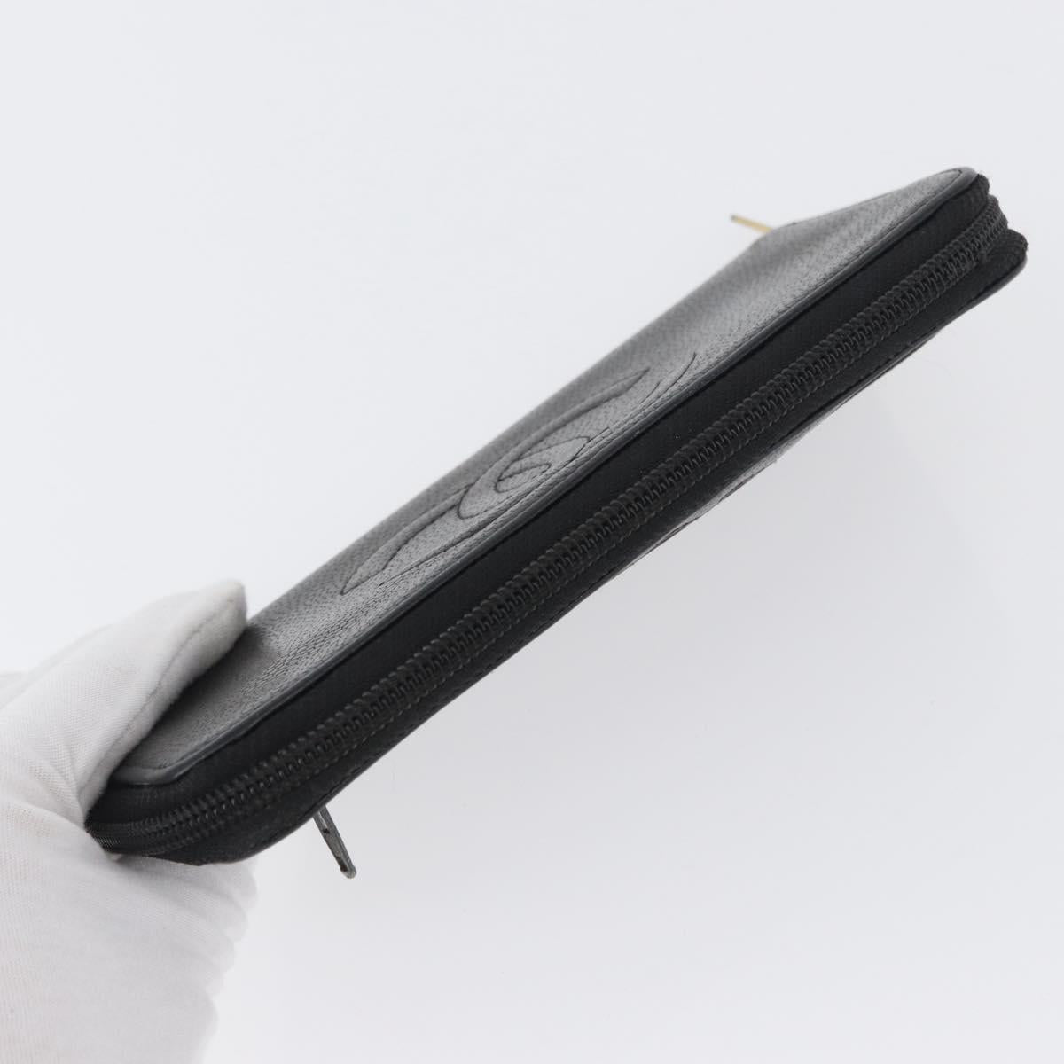 CHANEL Long Wallet Caviar Skin Black CC Auth bs33480