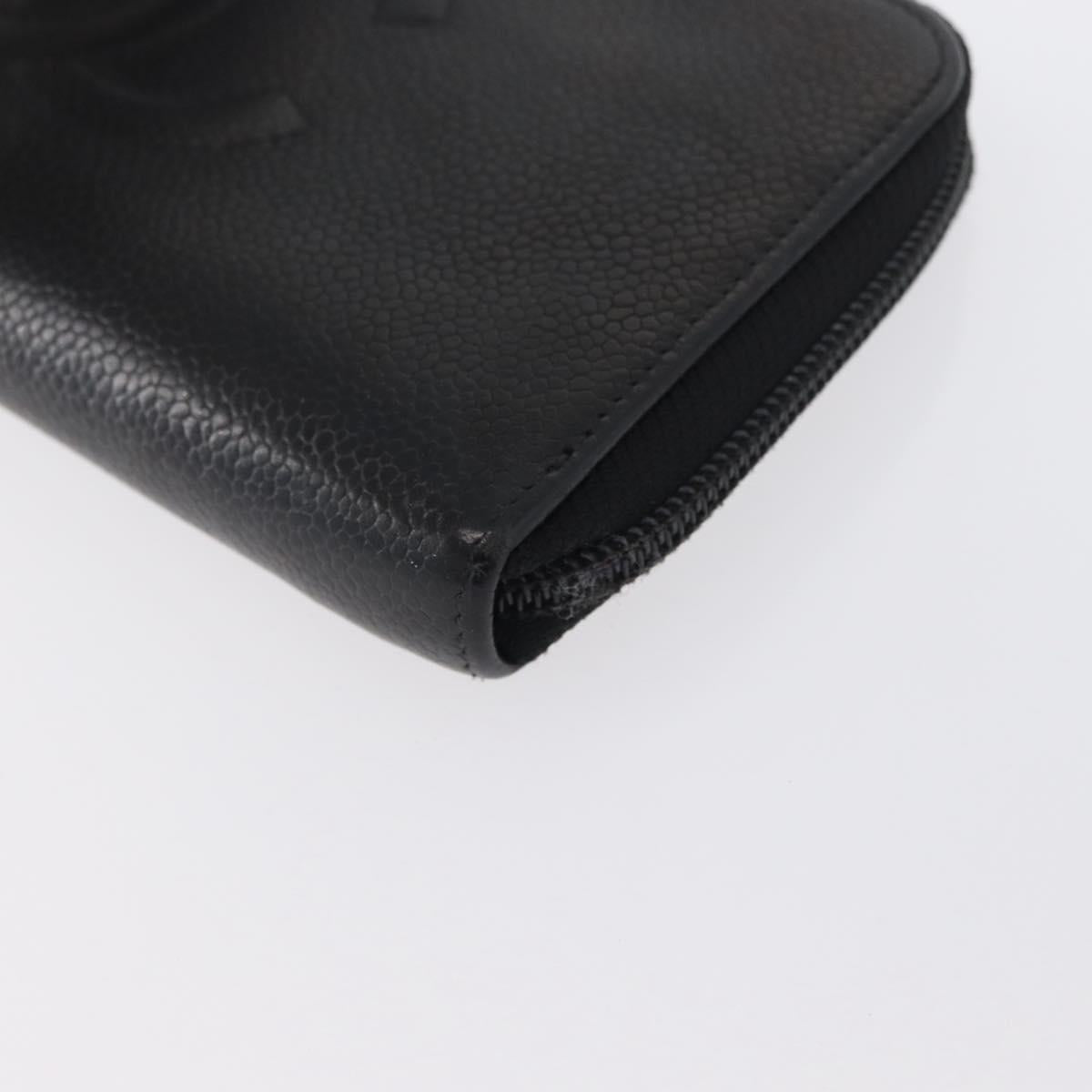 CHANEL Long Wallet Caviar Skin Black CC Auth bs33480