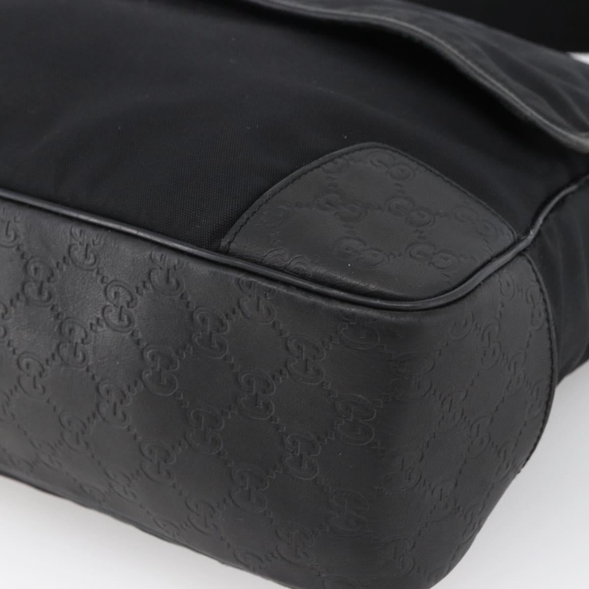 GUCCI Guccissima Shoulder Bag Canvas Black Silver 162410 Auth bs33484