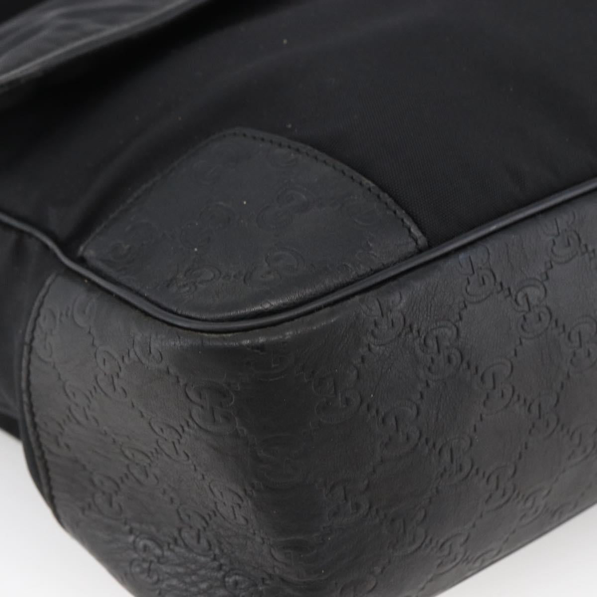 GUCCI Guccissima Shoulder Bag Canvas Black Silver 162410 Auth bs33484