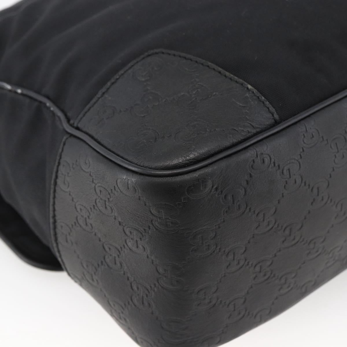 GUCCI Guccissima Shoulder Bag Canvas Black Silver 162410 Auth bs33484