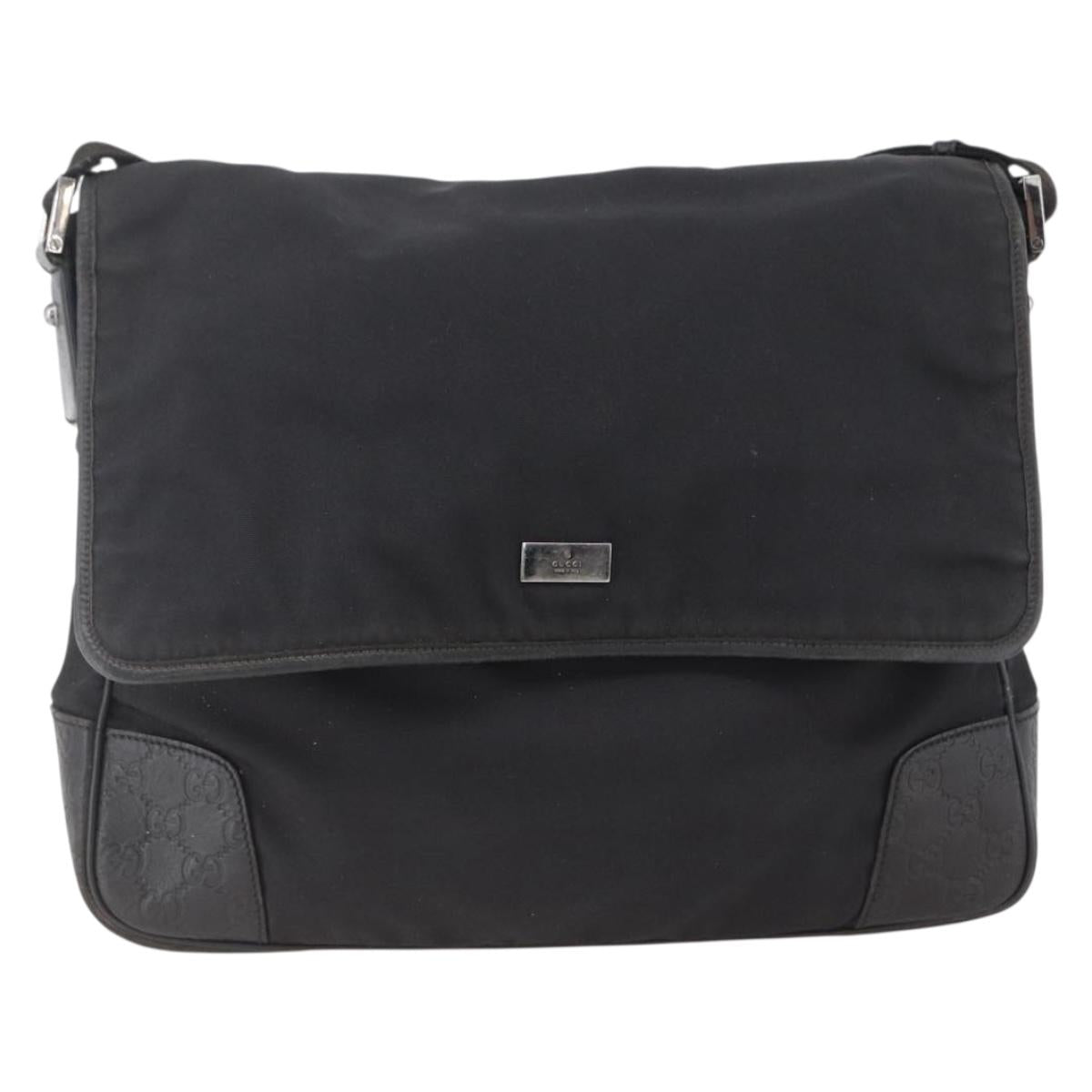 GUCCI Guccissima Shoulder Bag Canvas Black Silver 162410 Auth bs33484