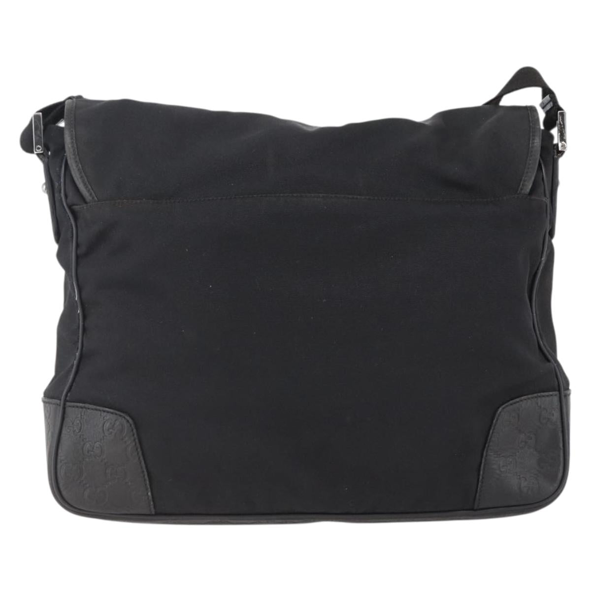 GUCCI Guccissima Shoulder Bag Canvas Black Silver 162410 Auth bs33484