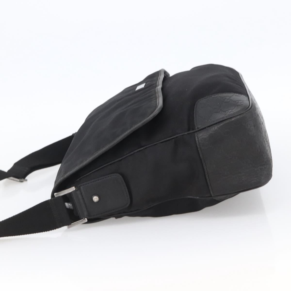 GUCCI Guccissima Shoulder Bag Canvas Black Silver 162410 Auth bs33484