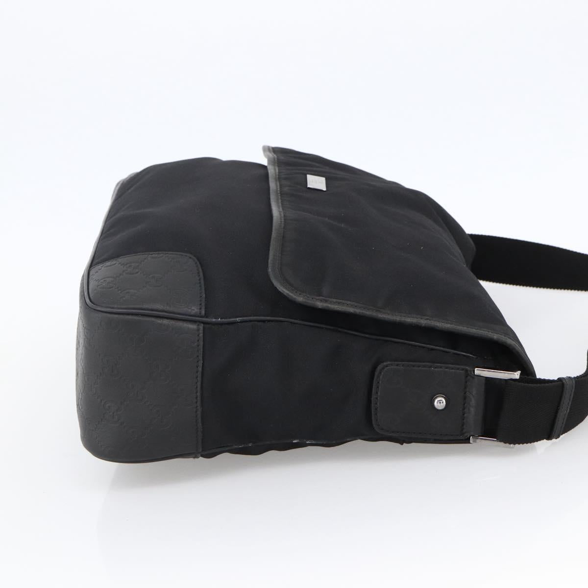 GUCCI Guccissima Shoulder Bag Canvas Black Silver 162410 Auth bs33484