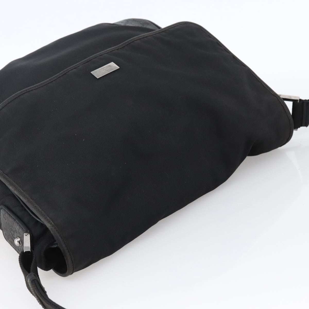 GUCCI Guccissima Shoulder Bag Canvas Black Silver 162410 Auth bs33484