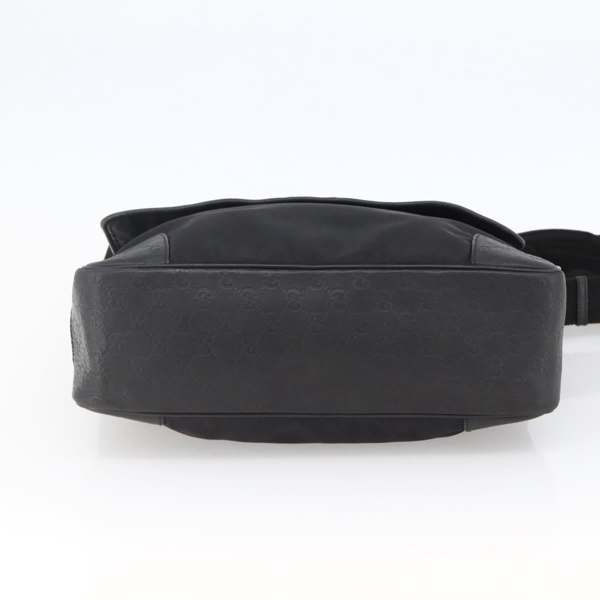 GUCCI Guccissima Shoulder Bag Canvas Black Silver 162410 Auth bs33484