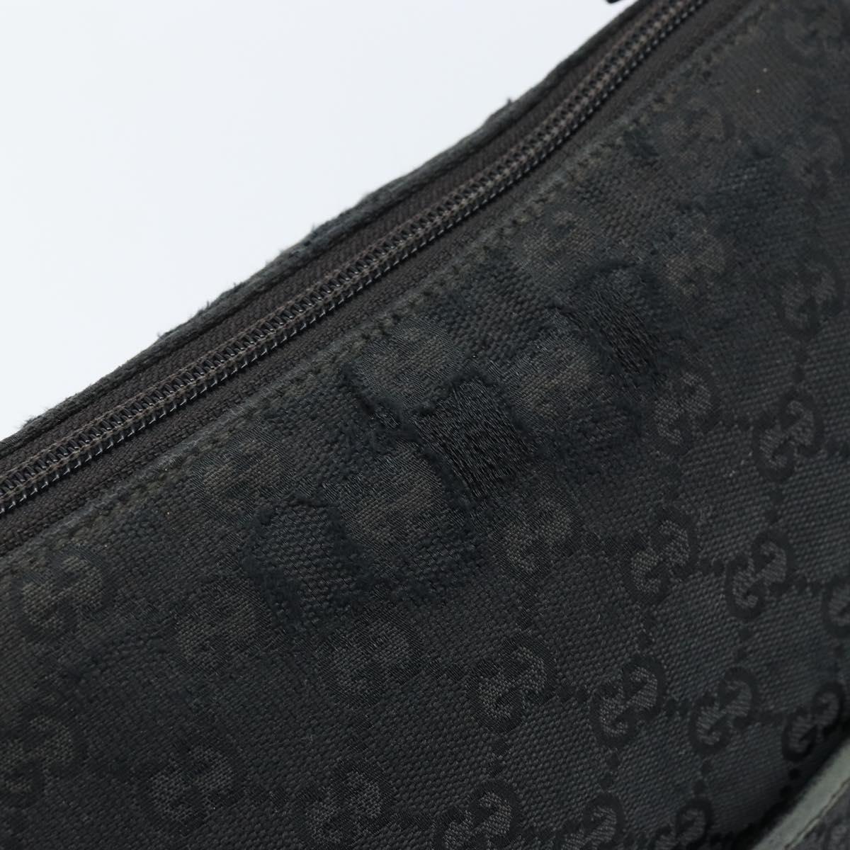 GUCCI GG Canvas Shoulder Bag Black Silver 145857 Auth bs33485