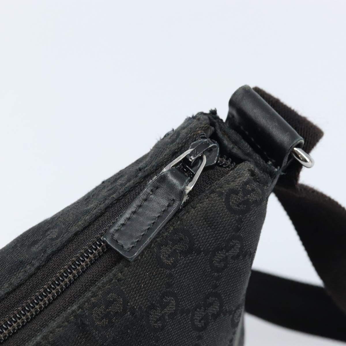 GUCCI GG Canvas Shoulder Bag Black Silver 145857 Auth bs33485