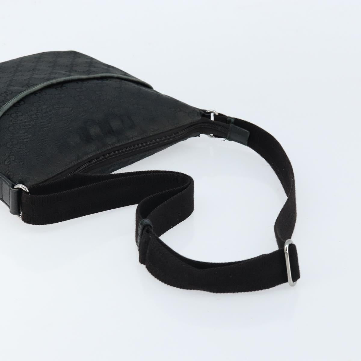 GUCCI GG Canvas Shoulder Bag Black Silver 145857 Auth bs33485