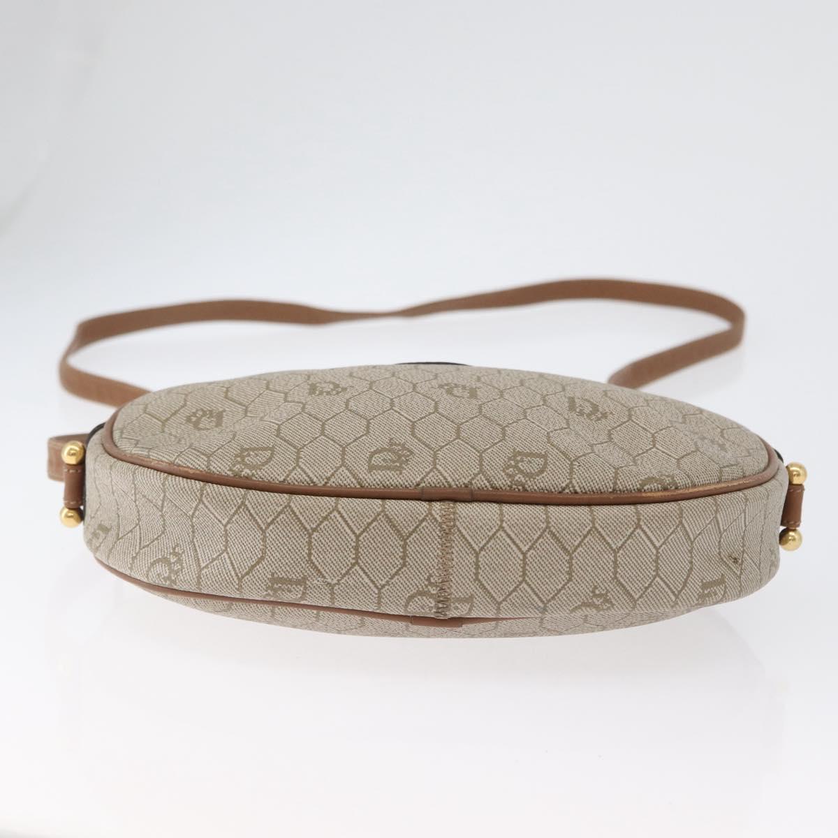Christian Dior Honeycomb Canvas Shoulder Bag PVC Beige Gold Auth bs33486
