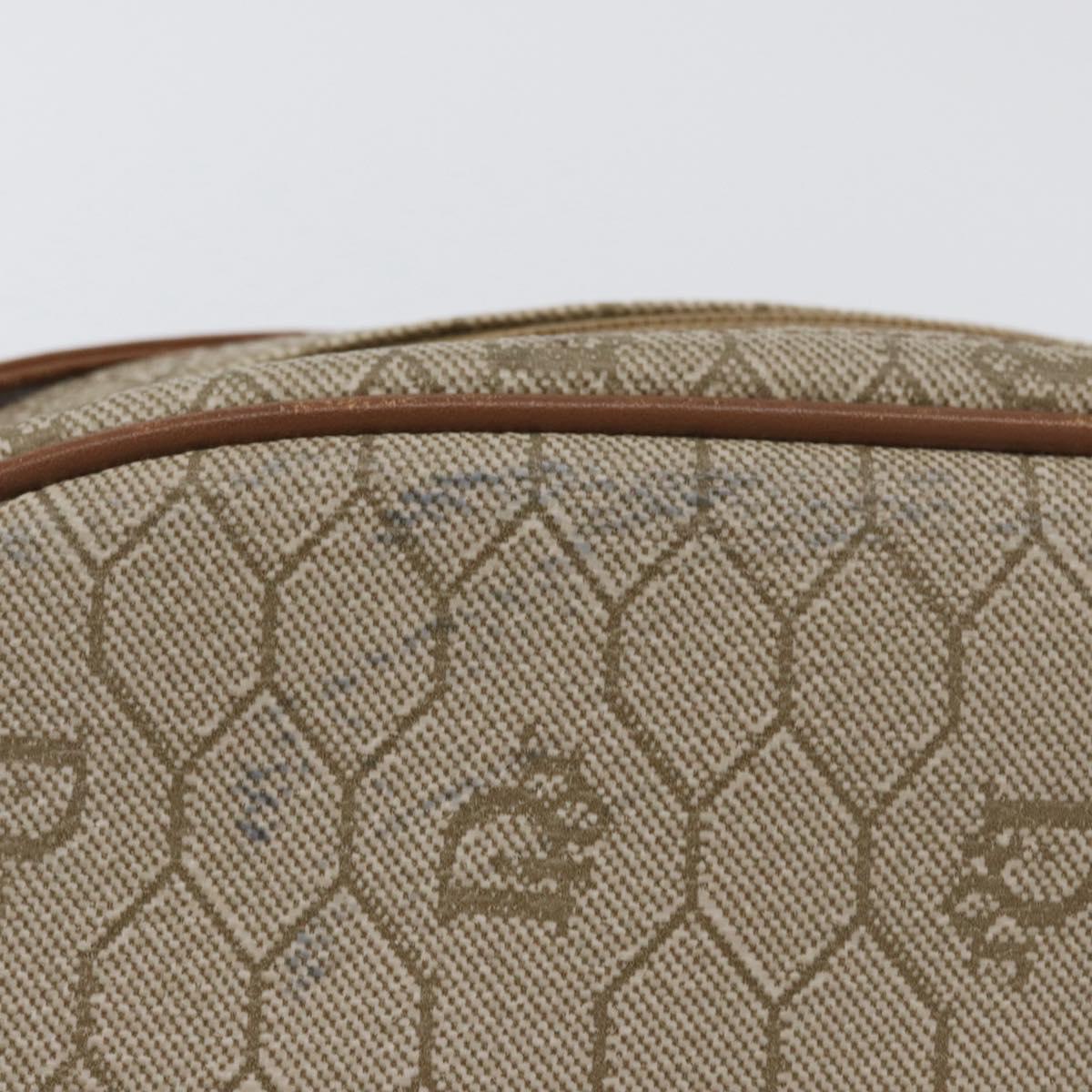 Christian Dior Honeycomb Canvas Shoulder Bag PVC Beige Gold Auth bs33486