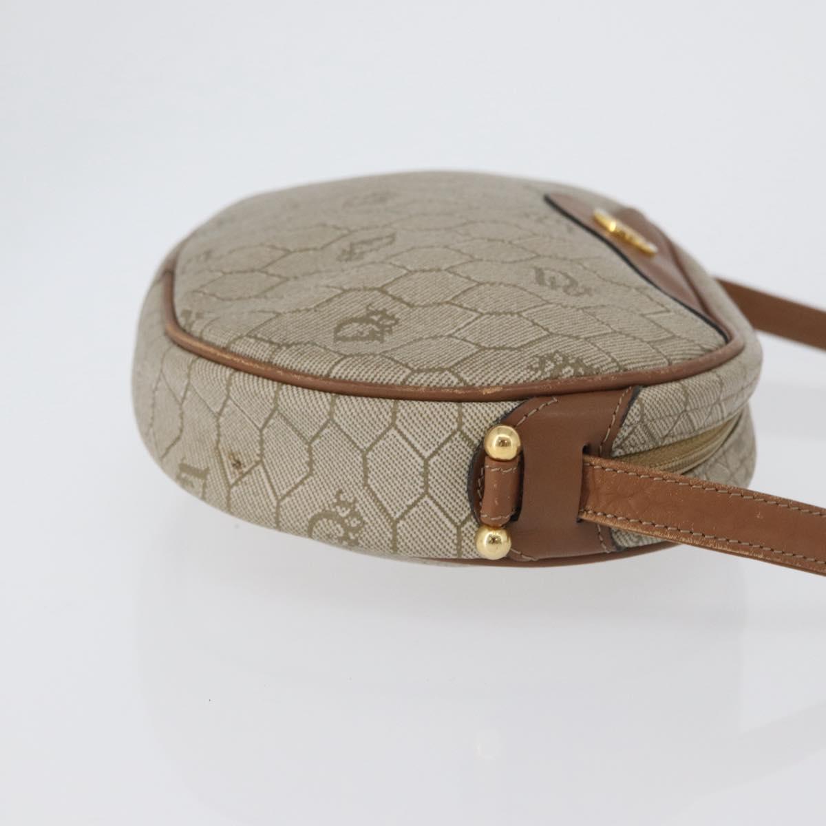 Christian Dior Honeycomb Canvas Shoulder Bag PVC Beige Gold Auth bs33486
