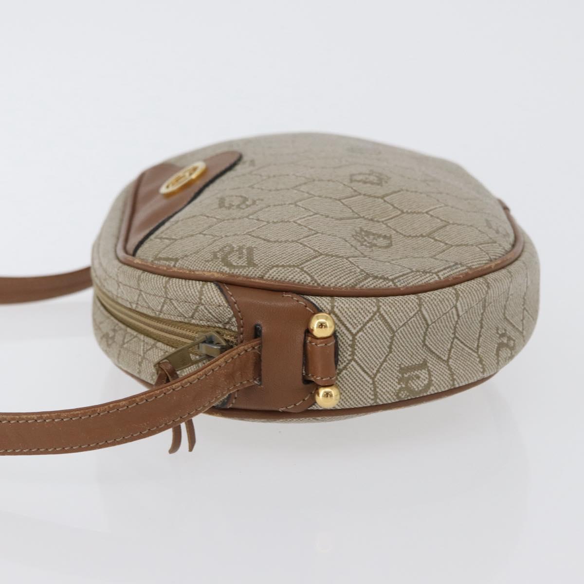 Christian Dior Honeycomb Canvas Shoulder Bag PVC Beige Gold Auth bs33486