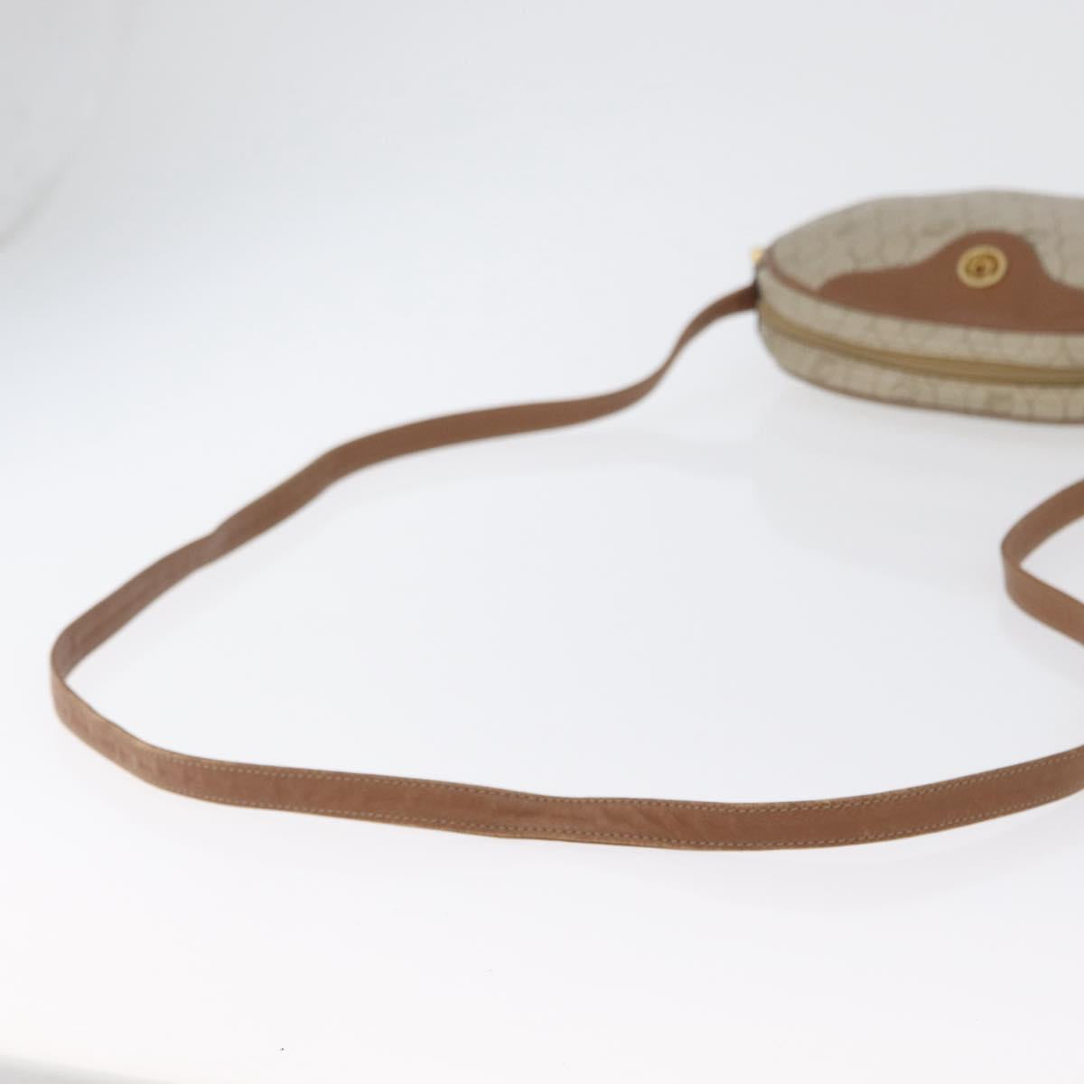 Christian Dior Honeycomb Canvas Shoulder Bag PVC Beige Gold Auth bs33486