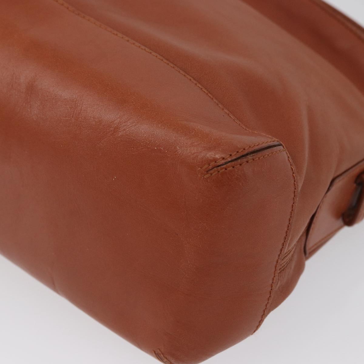 LOEWE Shoulder Bag Leather Brown Silver Auth bs33487