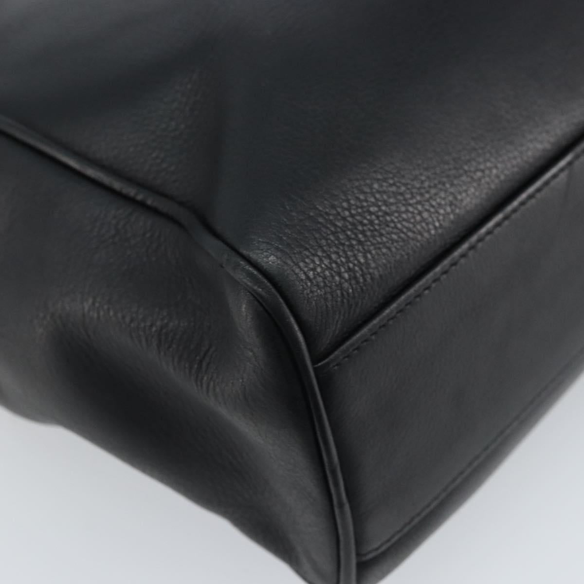 Christian Dior Tote Bag Leather Black Silver Auth bs33488