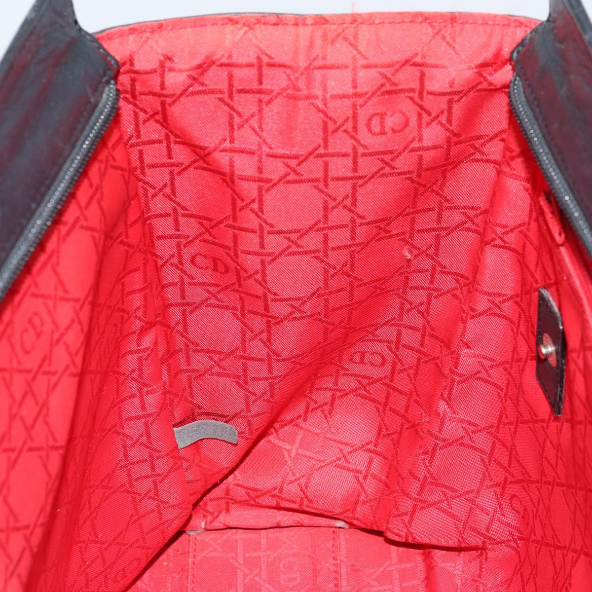 Christian Dior Tote Bag Leather Black Silver Auth bs33488