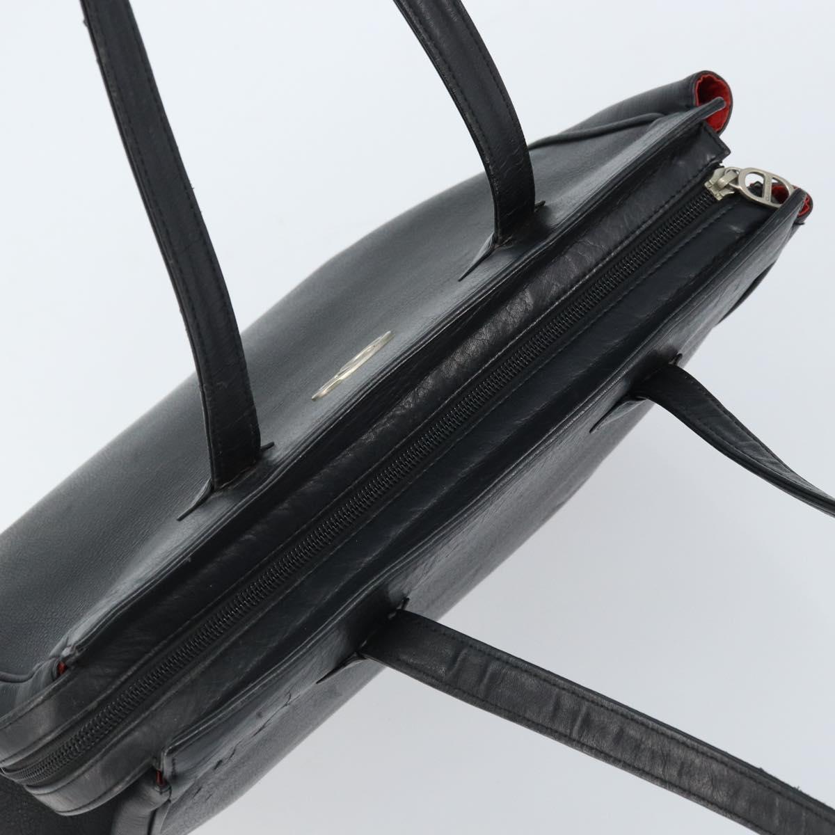 Christian Dior Tote Bag Leather Black Silver Auth bs33488