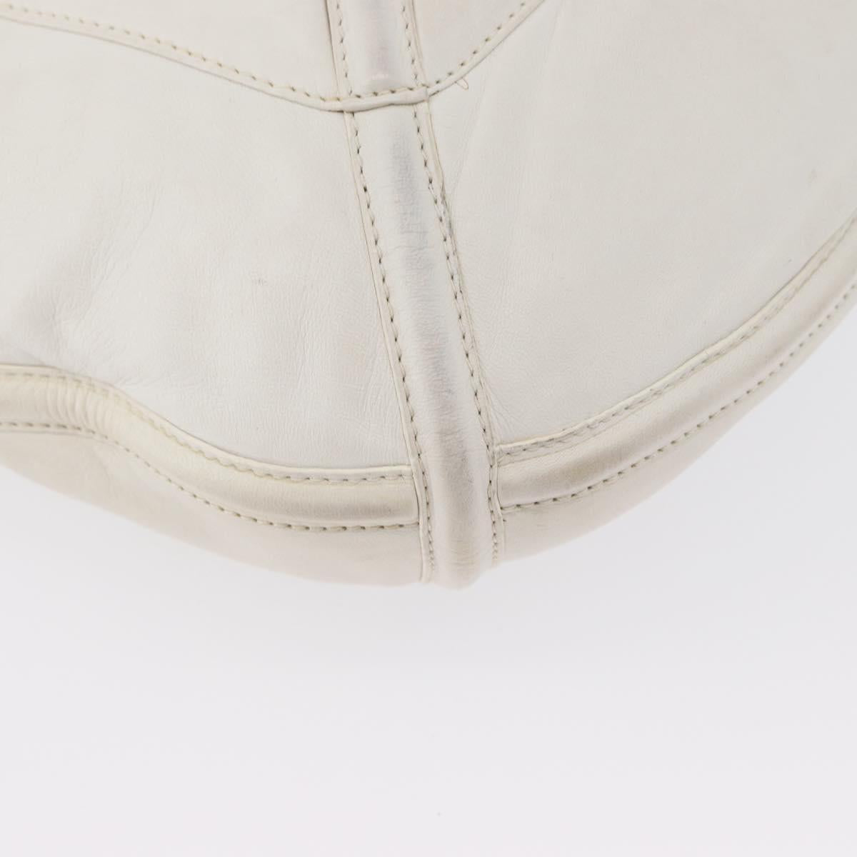 LOEWE Shoulder Bag Leather White Silver Auth bs33492