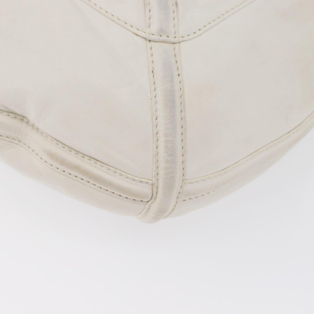 LOEWE Shoulder Bag Leather White Silver Auth bs33492