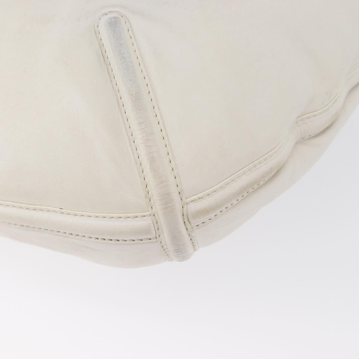 LOEWE Shoulder Bag Leather White Silver Auth bs33492