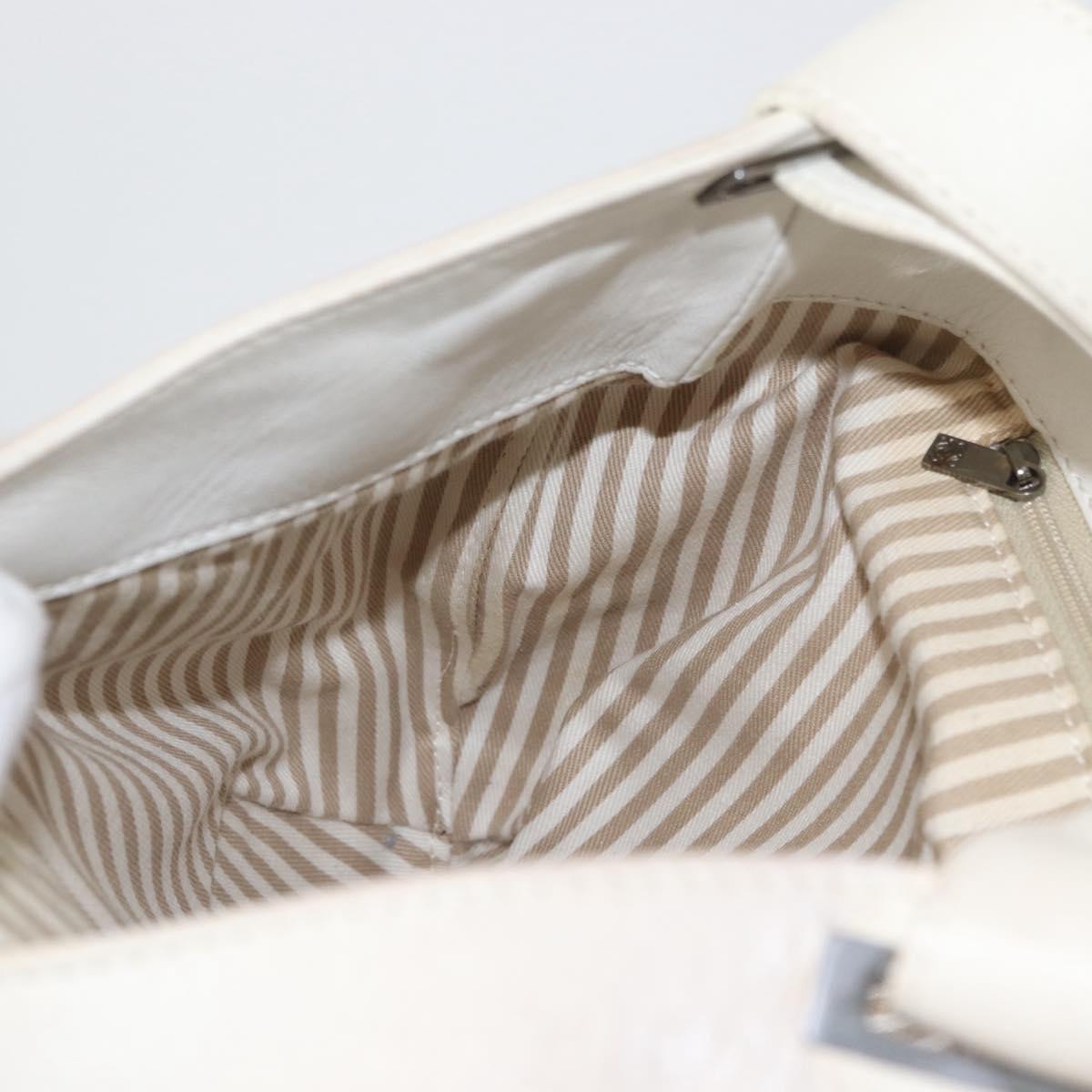 LOEWE Shoulder Bag Leather White Silver Auth bs33492