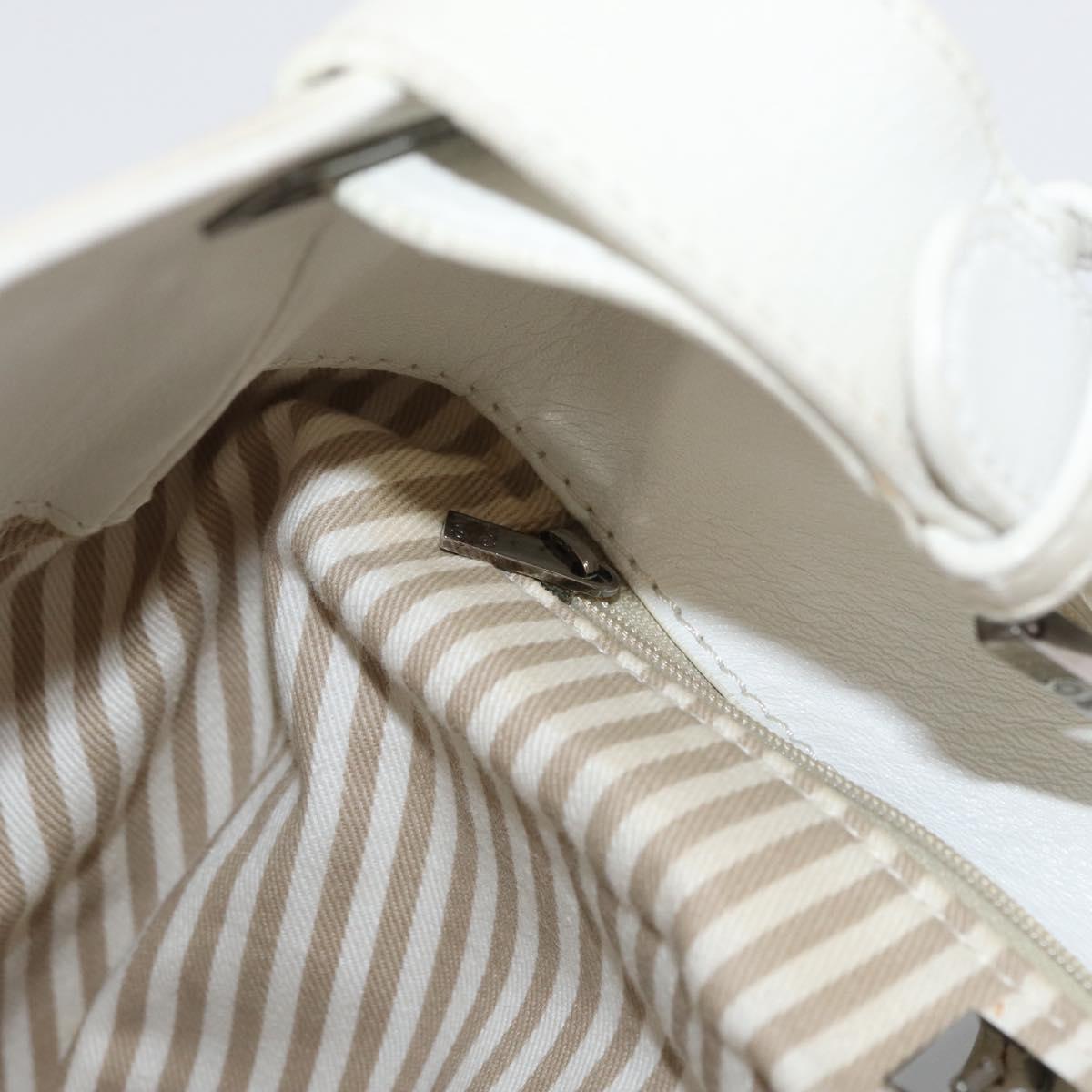 LOEWE Shoulder Bag Leather White Silver Auth bs33492