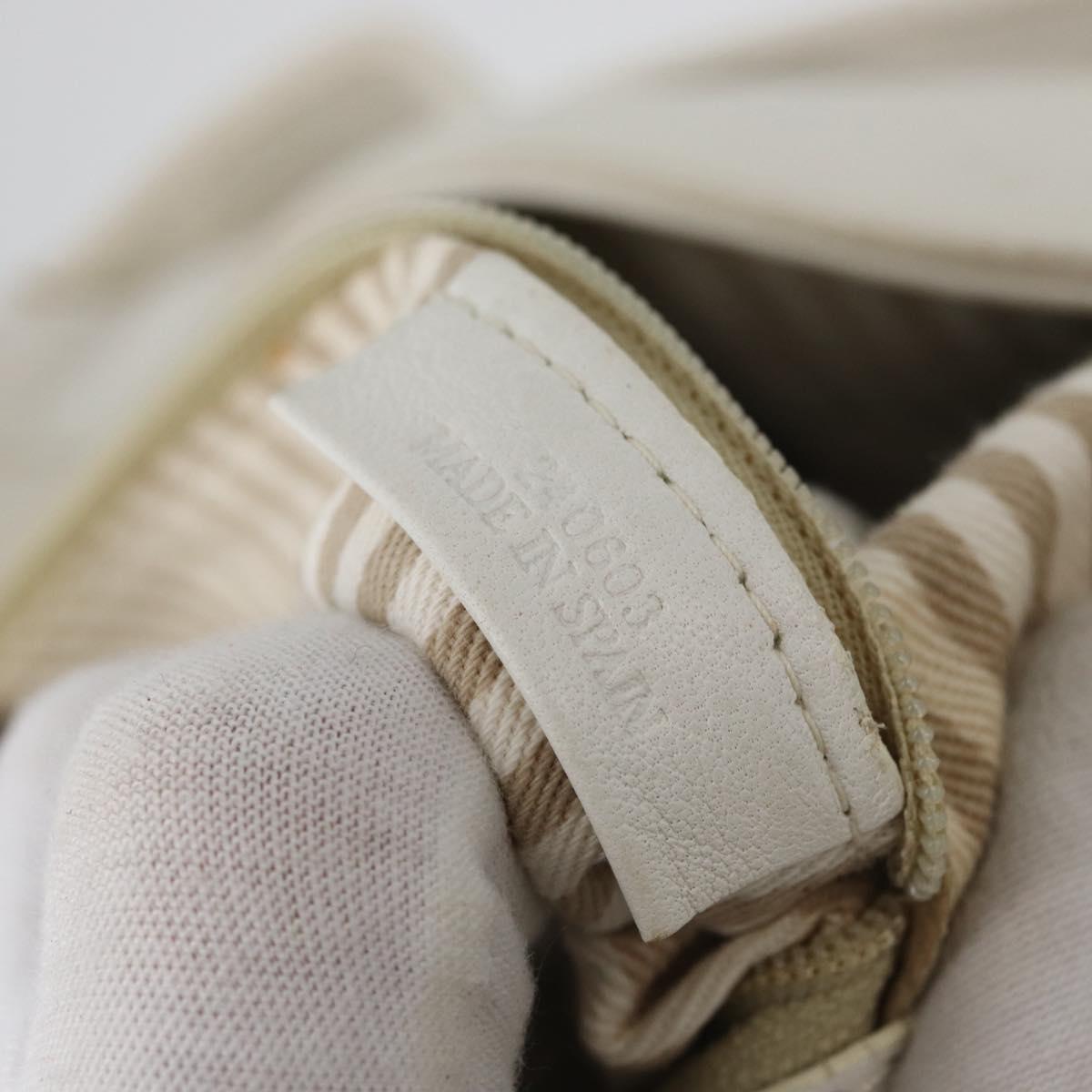 LOEWE Shoulder Bag Leather White Silver Auth bs33492