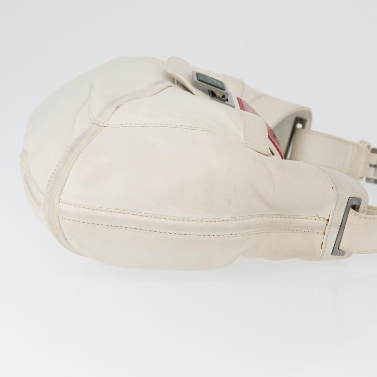 LOEWE Shoulder Bag Leather White Silver Auth bs33492