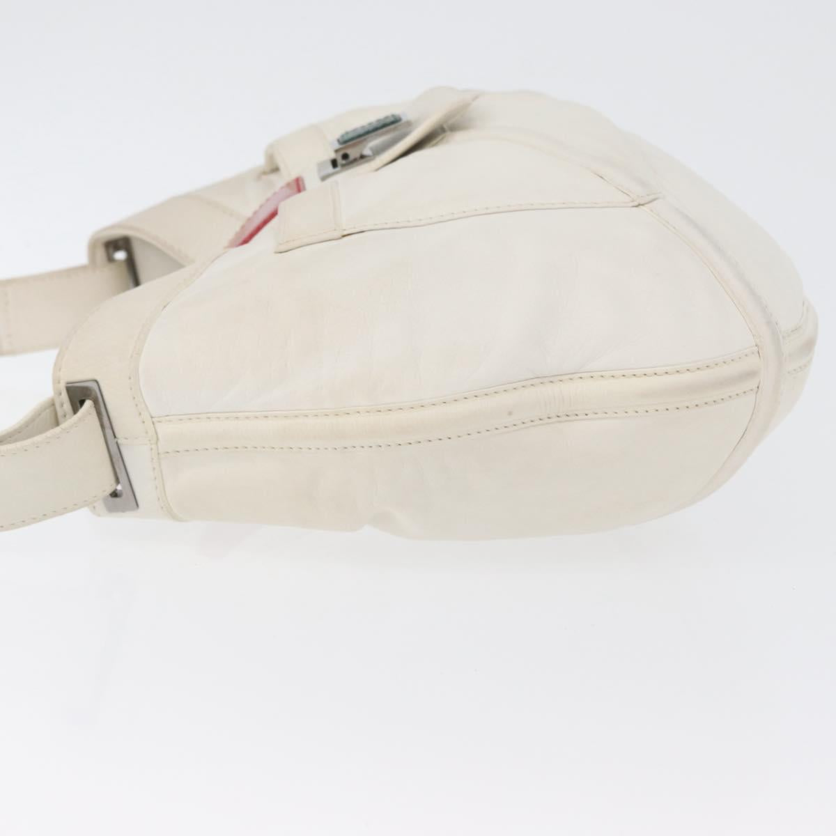 LOEWE Shoulder Bag Leather White Silver Auth bs33492