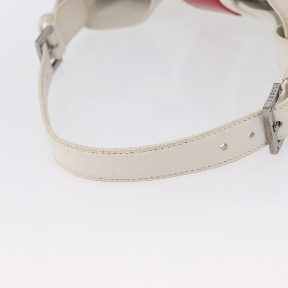 LOEWE Shoulder Bag Leather White Silver Auth bs33492