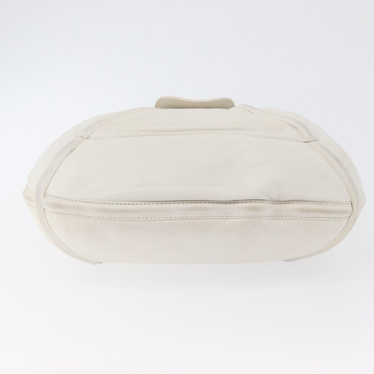 LOEWE Shoulder Bag Leather White Silver Auth bs33492