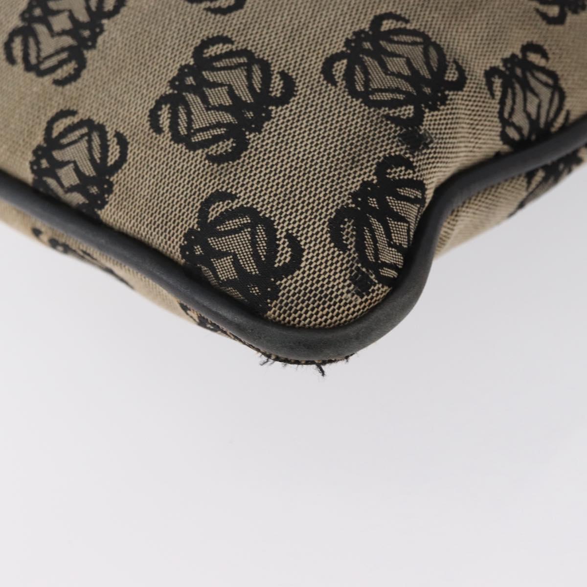 LOEWE Anagram Shoulder Bag Canvas Beige Silver Auth bs33493