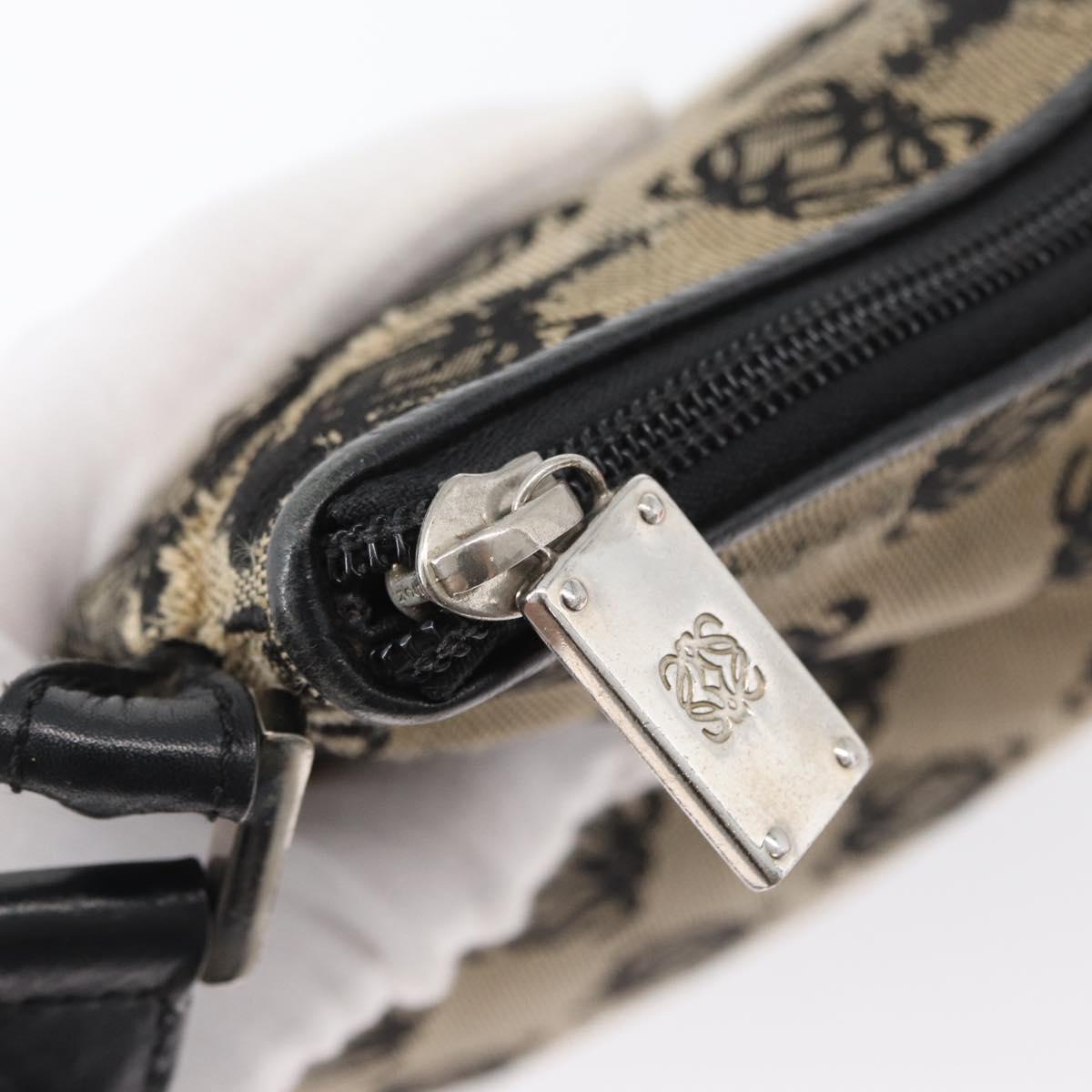 LOEWE Anagram Shoulder Bag Canvas Beige Silver Auth bs33493