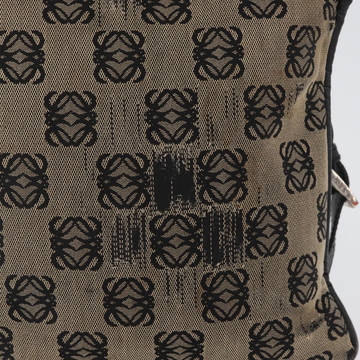LOEWE Anagram Shoulder Bag Canvas Beige Silver Auth bs33493