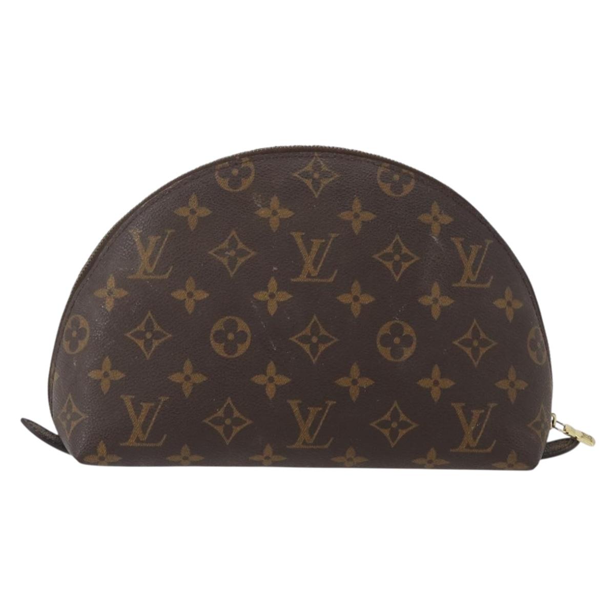 LOUIS VUITTON Monogram Trousse Demi Ronde Cosmetic Pouch M47520 LV Auth bs33503