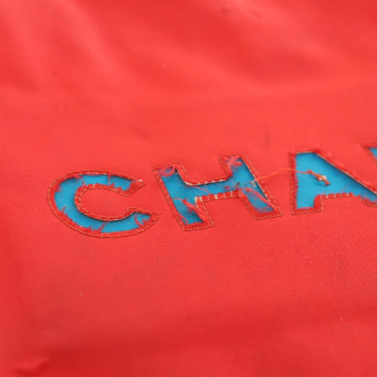 CHANEL Chain Tote Bag Canvas Red Gold CC Auth bs33510