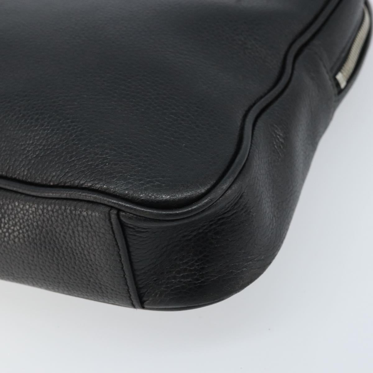 BURBERRY Business Bag Leather Black Silver Auth bs33513