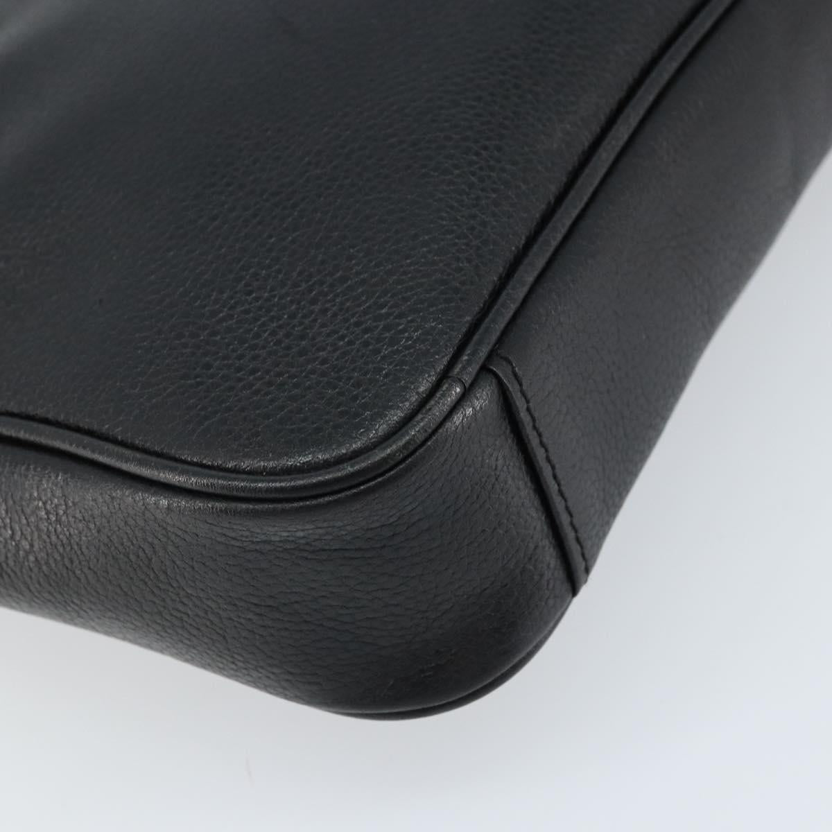 BURBERRY Business Bag Leather Black Silver Auth bs33513