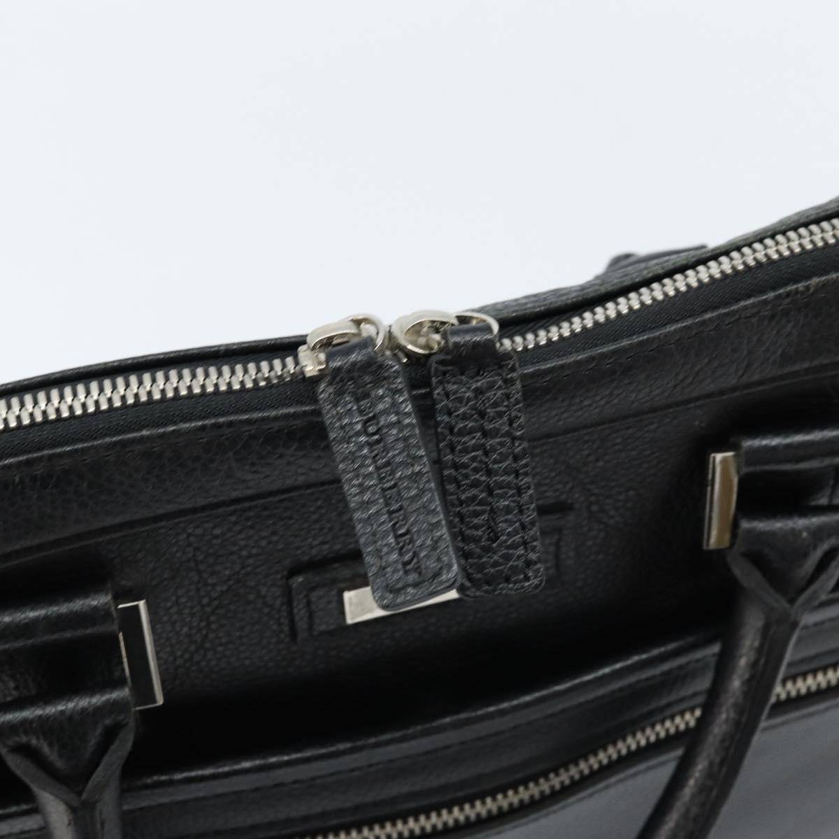 BURBERRY Business Bag Leather Black Silver Auth bs33513