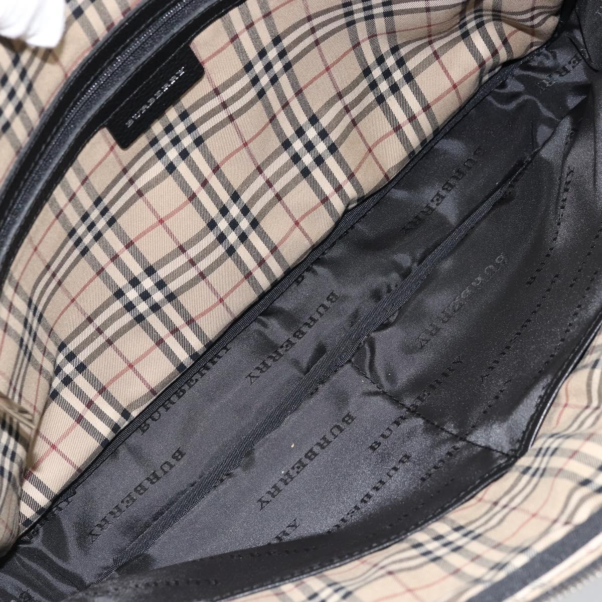 BURBERRY Business Bag Leather Black Silver Auth bs33513