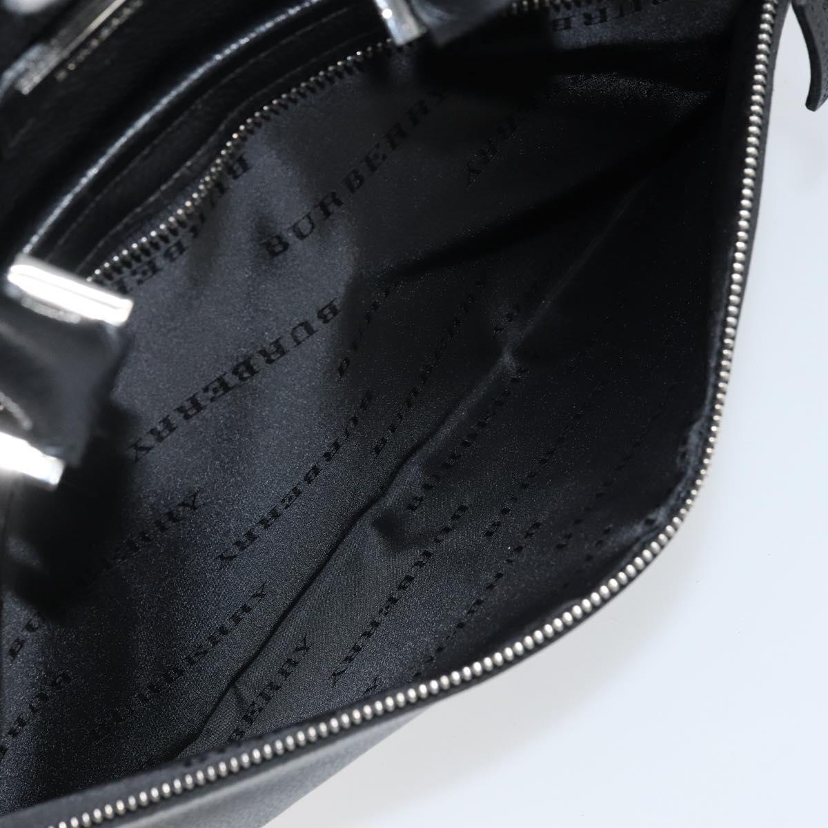 BURBERRY Business Bag Leather Black Silver Auth bs33513