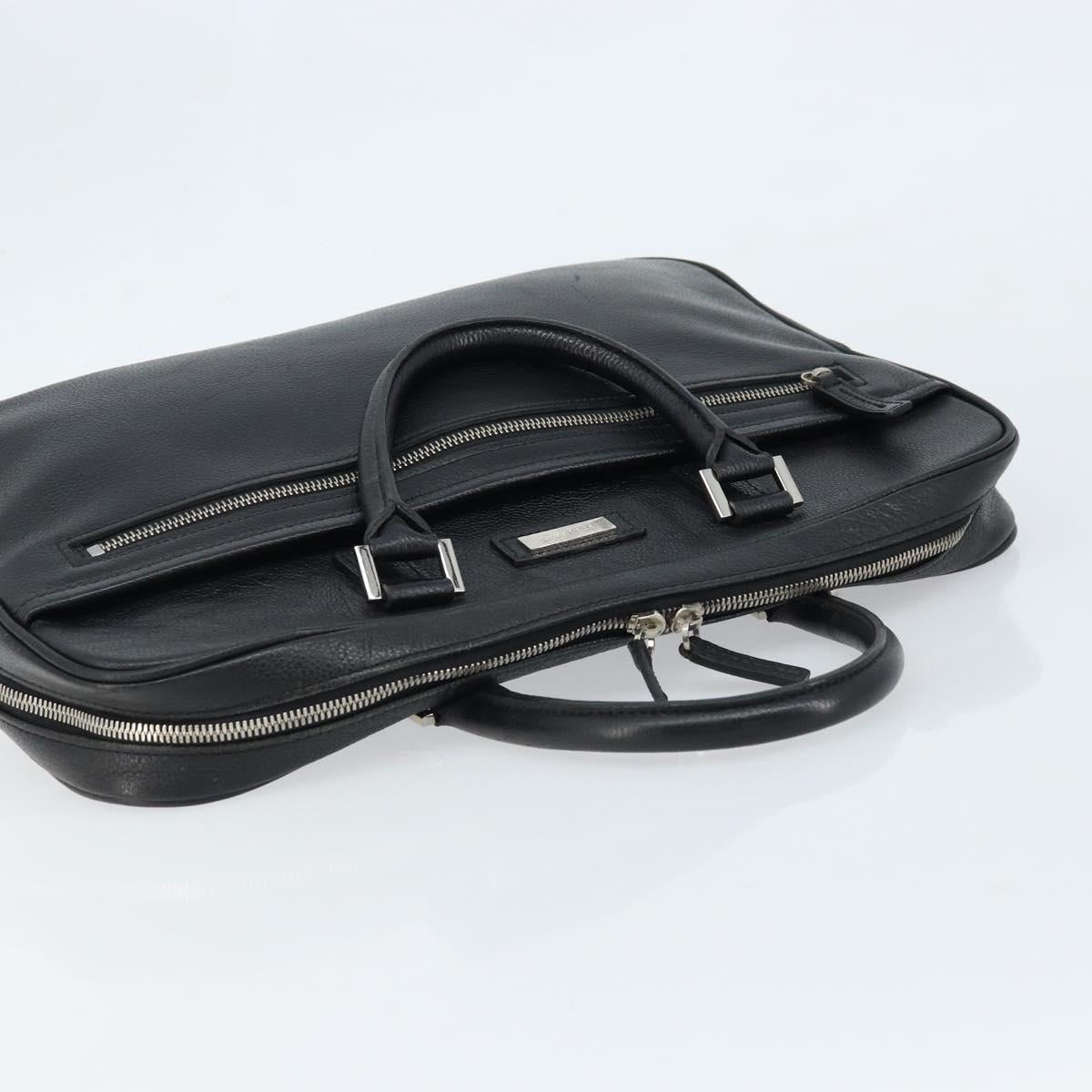 BURBERRY Business Bag Leather Black Silver Auth bs33513