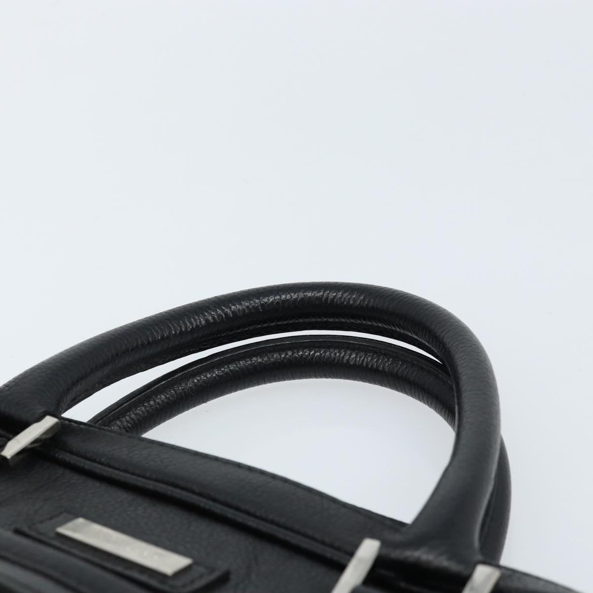 BURBERRY Business Bag Leather Black Silver Auth bs33513
