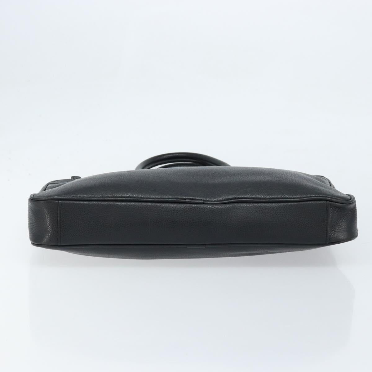 BURBERRY Business Bag Leather Black Silver Auth bs33513