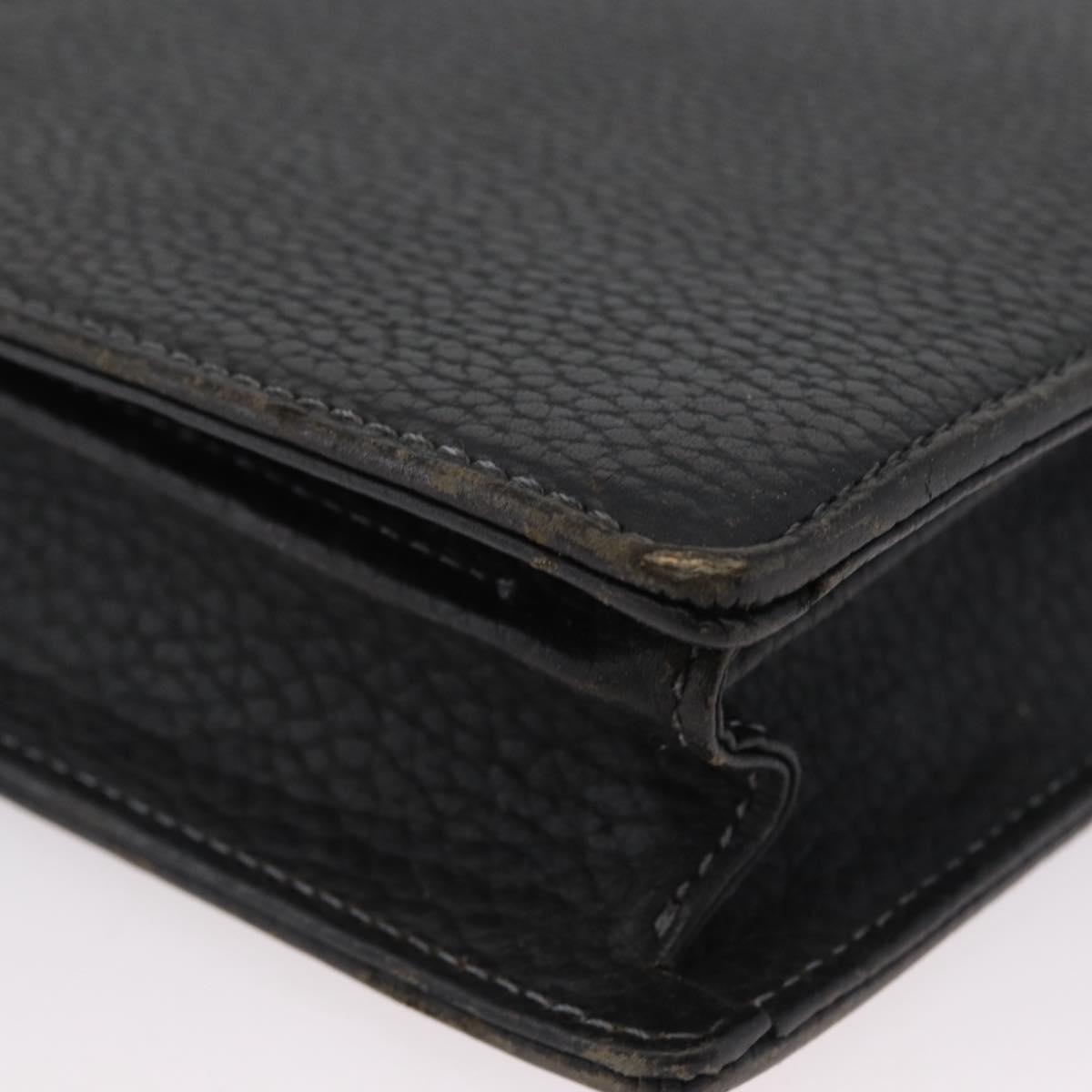 Burberrys Business Bag Leather Black Silver Auth bs33515