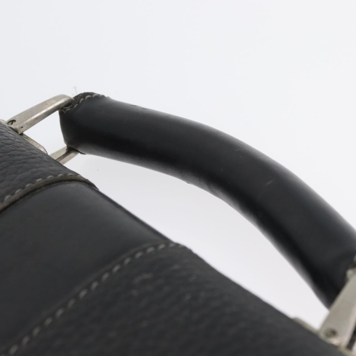 Burberrys Business Bag Leather Black Silver Auth bs33515