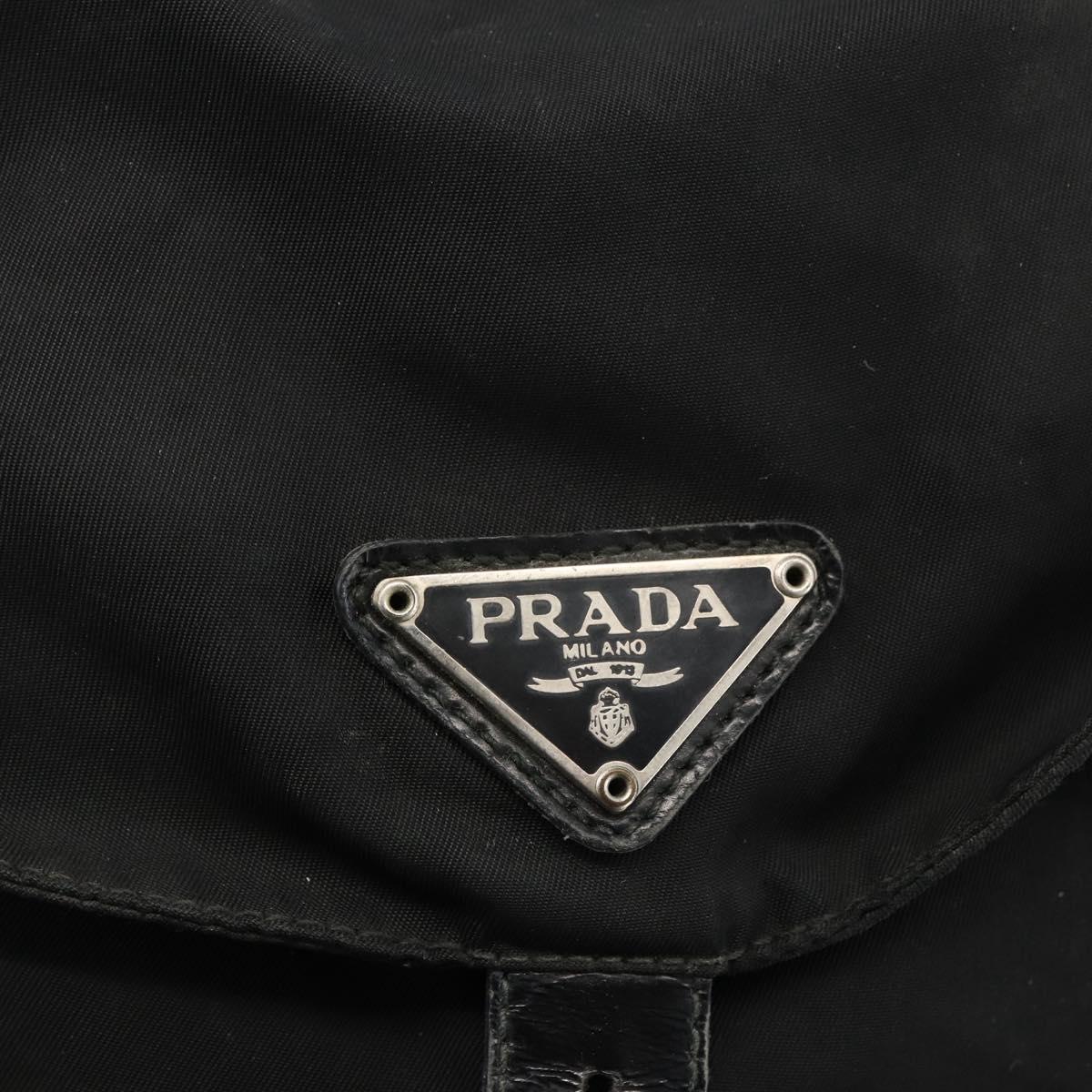 PRADA Backpack Nylon Silver Black Auth bs33519