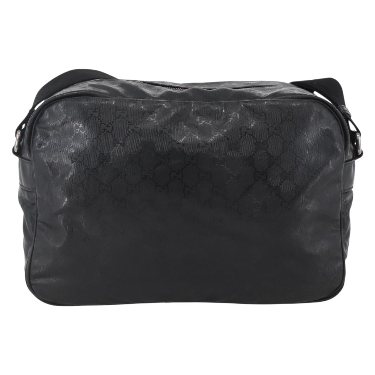 GUCCI GG Implementation Shoulder Bag PVC Black Silver 211107 Auth bs33520